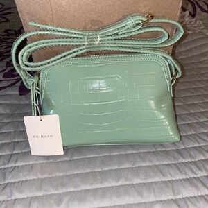 Primark Light Green Croc-Pattern Crossbody Bag